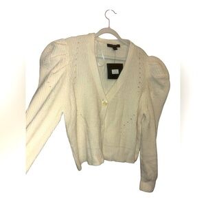 Andrew Marc -NWT - XL - ivory sweater - shoulder puff sleeves
